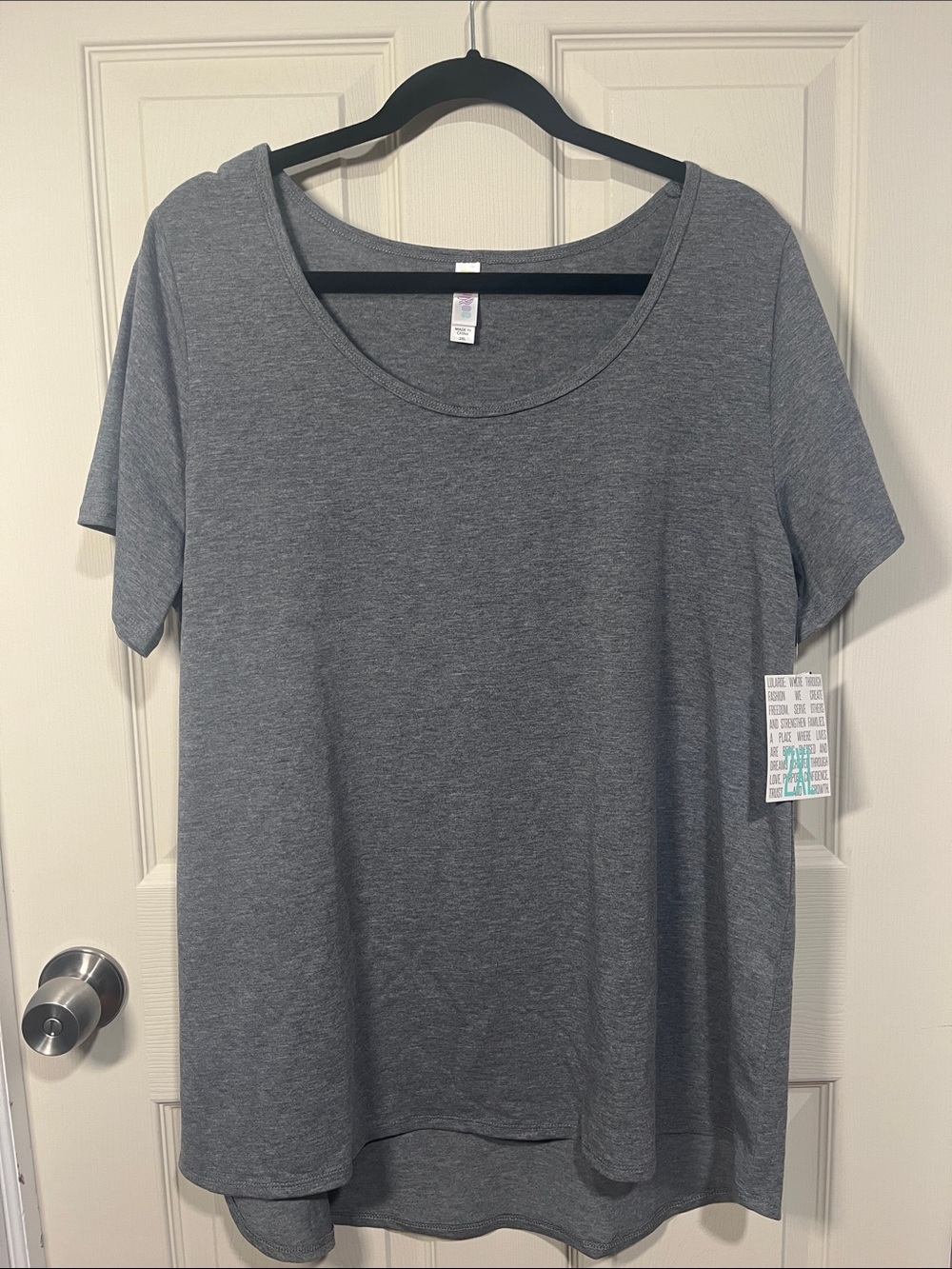 LuLaRoe Heather Gray Scoop Neck Short Sleeve Top
